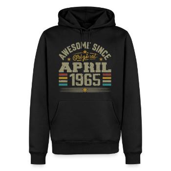 Avril 1965 Anniversaire Idée Cadeau Vintage 1965 - Sweat à capuche Premium bio Homme - noir - Devant - Nico (187cm)