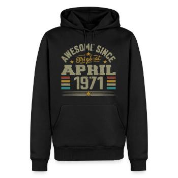 April 1971 Geburtstag Vintage Geschenkidee 1971 - Männer Premium Bio Hoodie - Schwarz - Vorne - Nico (187cm)