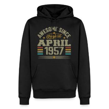 April 1957 Geburtstag Jahrgang 1957 Geschenkidee - Männer Premium Bio Hoodie - Schwarz - Vorne - Nico (187cm)