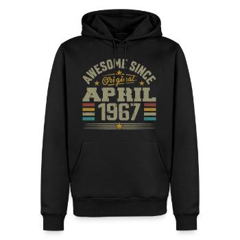 Avril 1967 Anniversaire Idée Cadeau Vintage 1967 - Sweat à capuche Premium bio Homme - noir - Devant - Nico (187cm)