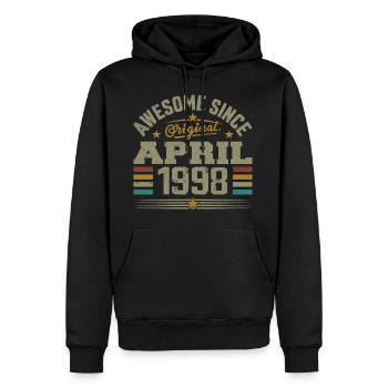 April 1998 Geburtstag Vintage Geschenkidee 1998 - Männer Premium Bio Hoodie - Schwarz - Vorne - Nico (187cm)