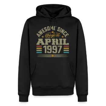 April 1997 Geburtstag Vintage Geschenkidee 1997 - Männer Premium Bio Hoodie - Schwarz - Vorne - Nico (187cm)
