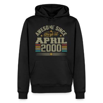 April 2000 Geburtstag Jahrgang 2000 Geschenkidee - Männer Premium Bio Hoodie - Schwarz - Vorne - Nico (187cm)