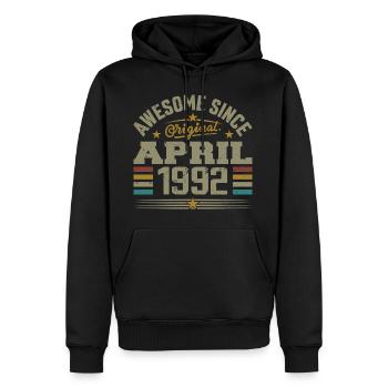 April 1992 Geburtstag Vintage Geschenkidee 1992 - Männer Premium Bio Hoodie - Schwarz - Vorne - Nico (187cm)