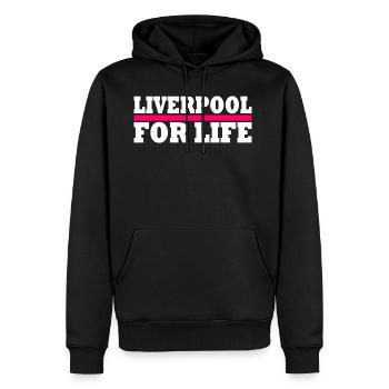 Liverpool - Männer Premium Bio Hoodie - Schwarz - Vorne - Nico (187cm)