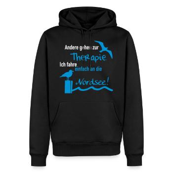 Therapie Nordsee - Männer Premium Bio Hoodie - Schwarz - Vorne - Nico (187cm)