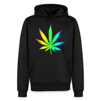 Feuille de Marijuana arc - Sweat à capuche Premium bio Homme - noir - Devant - Nico (187cm)