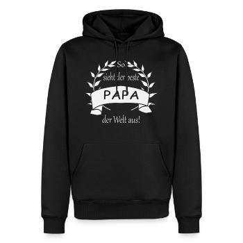 So sieht der beste Papa der Welt aus - Männer Premium Bio Hoodie - Schwarz - Vorne - Nico (187cm)
