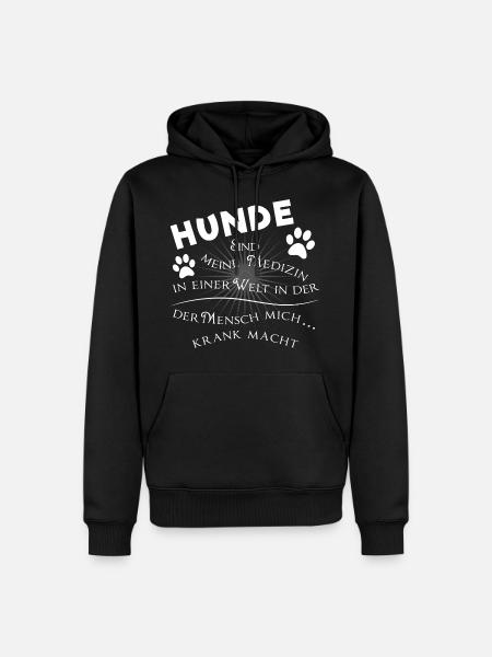 Hunde sind meine Medizin - Männer Premium Bio Hoodie - Schwarz