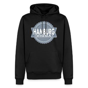 HAMBURG DIGGA - Männer Premium Bio Hoodie - Schwarz - Vorne - Nico (187cm)