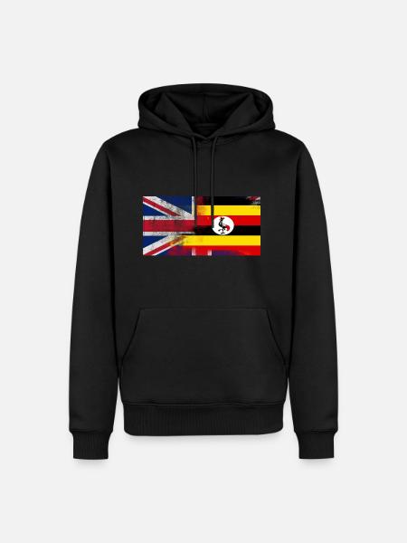 British Uganda Half Uganda Half UK Flag - Men’s Premium Organic Hoodie - black