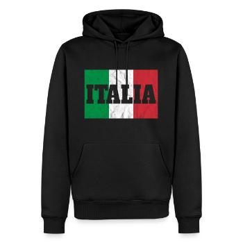Italia Drapeau - Chemise Italie - Sweat à capuche Premium bio Homme - noir - Devant - Nico (187cm)