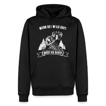 SI LES APPELS FORESTIERS - Bois - Sweat à capuche Premium bio Homme - noir - Devant - Nico (187cm)