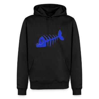 Blau schlechter Fisch Piratenentwurf. Schädel - Männer Premium Bio Hoodie - Schwarz - Vorne - Nico (187cm)