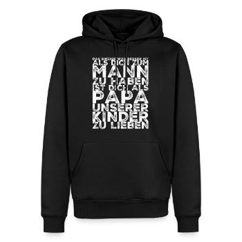 PAPA UNSERER KINDER - Männer Premium Bio Hoodie - Schwarz - Vorne - Nico (187cm)