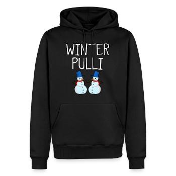 LUSTIGER WINTER PULLI SCHNEEMANN - Männer Premium Bio Hoodie - Schwarz - Vorne - Nico (187cm)