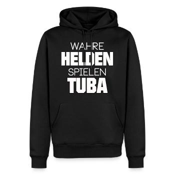 TUBA WAHRE HELDEN SPIELEN TUBA MÄNNER HERREN - Männer Premium Bio Hoodie - Schwarz - Vorne - Nico (187cm)