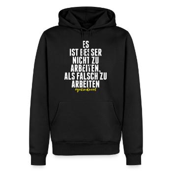 GELINDNERT KEIN BOCK AUF ARBEIT LUSTIGER SPRUCH - Männer Premium Bio Hoodie - Schwarz - Vorne - Nico (187cm)
