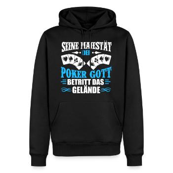 POKER GOTT / KARTEN / GAMBLE / HOBBY - Männer Premium Bio Hoodie - Schwarz - Vorne - Nico (187cm)