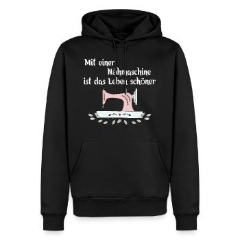 Nähen Nähmaschine Naht Hobby Kleidung Hose Frauen - Männer Premium Bio Hoodie - Schwarz - Vorne - Nico (187cm)
