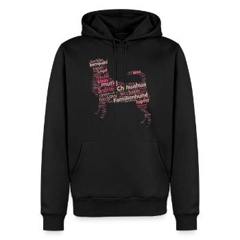 Chihuahua Charakter Shirt Wordcloud - Männer Premium Bio Hoodie - Schwarz - Vorne - Nico (187cm)