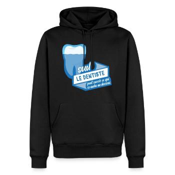 Seul le dentiste! - Sweat à capuche Premium bio Homme - noir - Devant - Nico (187cm)
