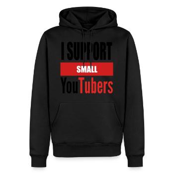 I SUPPORT SMALL YOUTUBERS BLK PNG - Men’s Premium Organic Hoodie - black - Front - Nico (187cm)