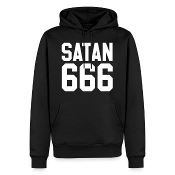 Team Satan - Männer Premium Bio Hoodie - Schwarz - Vorne - Nico (187cm)
