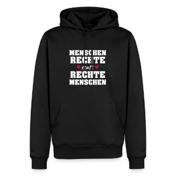Menschenrechte statt Rechte Menschen! - Männer Premium Bio Hoodie - Schwarz - Vorne - Nico (187cm)
