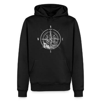 Himmelsrichtungen Kompass Segler Segelschiff - Männer Premium Bio Hoodie - Schwarz - Vorne - Nico (187cm)