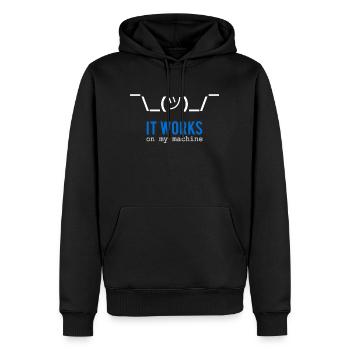 It works on my machine - Männer Premium Bio Hoodie - Schwarz - Vorne - Nico (187cm)