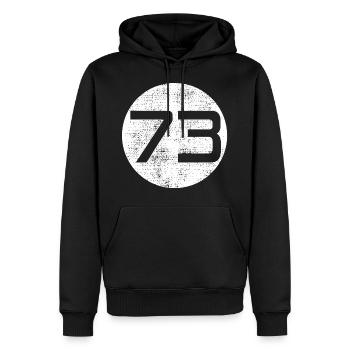 73 - Men’s Premium Organic Hoodie - black - Front - Nico (187cm)