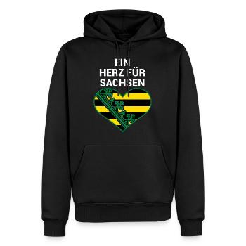 Ein Herz für Sachsen - Männer Premium Bio Hoodie - Schwarz - Vorne - Nico (187cm)