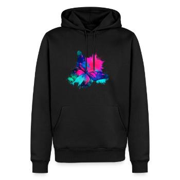 Schmetterling Rosa farbenfroh - Männer Premium Bio Hoodie - Schwarz - Vorne - Nico (187cm)