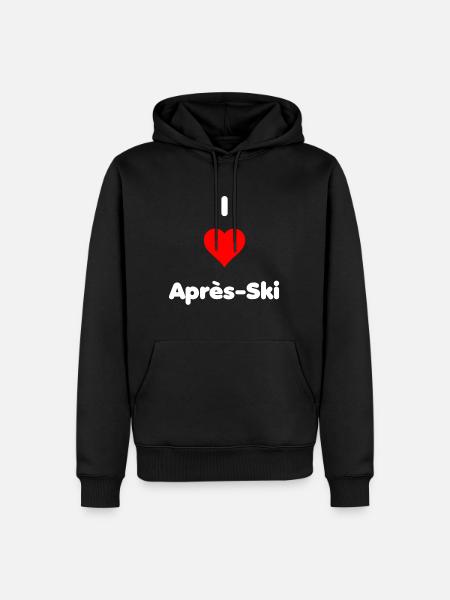 I LOVE APRÈS-SKI - Männer Premium Bio Hoodie - Schwarz