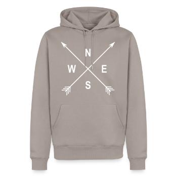 Himmelsrichtungen Pfeile Kompass - Männer Premium Bio Hoodie - Taupe - Vorne - Nico (187cm)