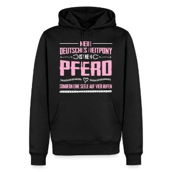 Âme de poney allemande chevauchant un cadeau de sabots - Sweat à capuche Premium bio Homme - noir - Devant - Nico (187cm)