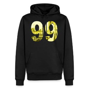 Brooklyn en 99 - Nine Nine Pont de Brooklyn Design - Sweat à capuche Premium bio Homme - noir - Devant - Nico (187cm)