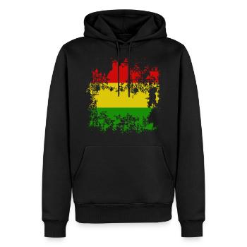 Drapeau Bolivie Rouge Jaune Vert Affligé - Sweat à capuche Premium bio Homme - noir - Devant - Nico (187cm)