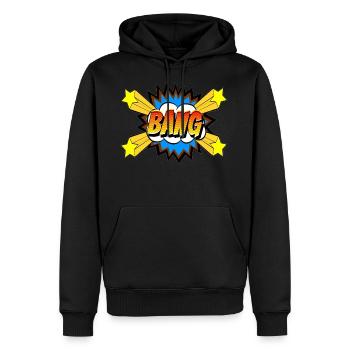 Comic Schrift Bang Retro Design - Männer Premium Bio Hoodie - Schwarz - Vorne - Nico (187cm)