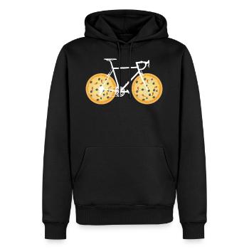Pizza vélo pizza pizza drôle - Sweat à capuche Premium bio Homme - noir - Devant - Nico (187cm)