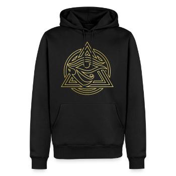 Horus Logo - Männer Premium Bio Hoodie - Schwarz - Vorne - Nico (187cm)