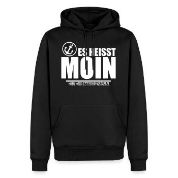 Es heisst MOIN - mit Anker [white] - Männer Premium Bio Hoodie - Schwarz - Vorne - Nico (187cm)