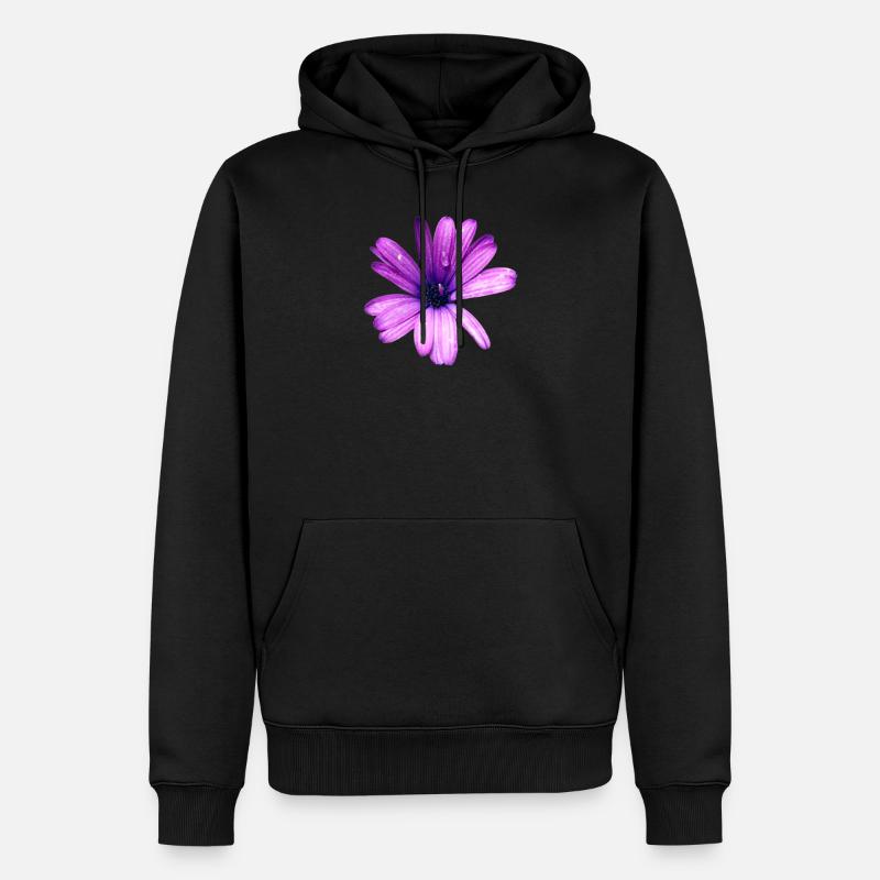 Fleur pourpre - Sweat à capuche Premium bio Homme - noir