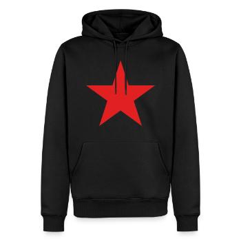 roter Stern, red star - Männer Premium Bio Hoodie - Schwarz - Vorne - Nico (187cm)