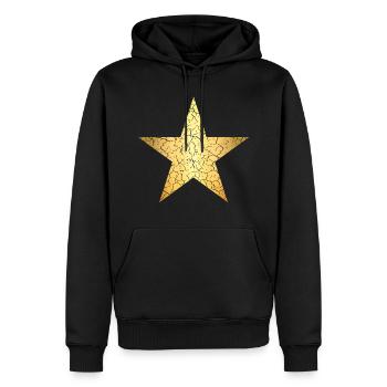 Stern gold golden star retro used look - Männer Premium Bio Hoodie - Schwarz - Vorne - Nico (187cm)