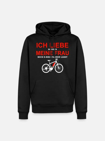 E-Bike Fahrer der seine Frau Liebt - Männer Premium Bio Hoodie - Schwarz