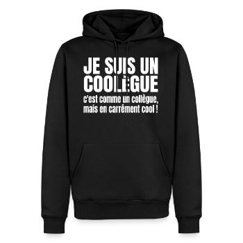 coolègue - Sweat à capuche Premium bio Homme - noir - Devant - Nico (187cm)