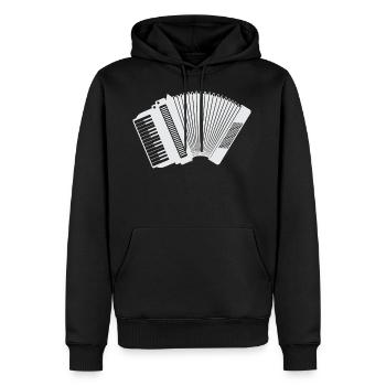Akkordeon - weiß, Silhouette, Umriss - Männer Premium Bio Hoodie - Schwarz - Vorne - Nico (187cm)