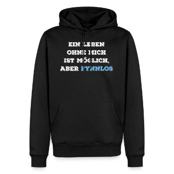 Fynn Vorname SpruchFynnlos Name - Männer Premium Bio Hoodie - Schwarz - Vorne - Nico (187cm)